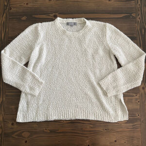 Women’s Marled Off-White Textured Crew Neck Sweater Size M Cozy Textured